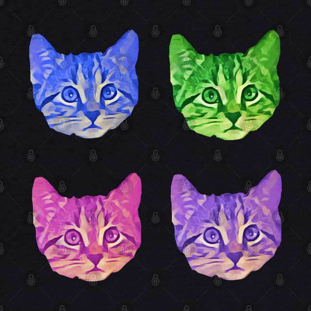 Kitty Faces Four Different Colors by wildjellybeans